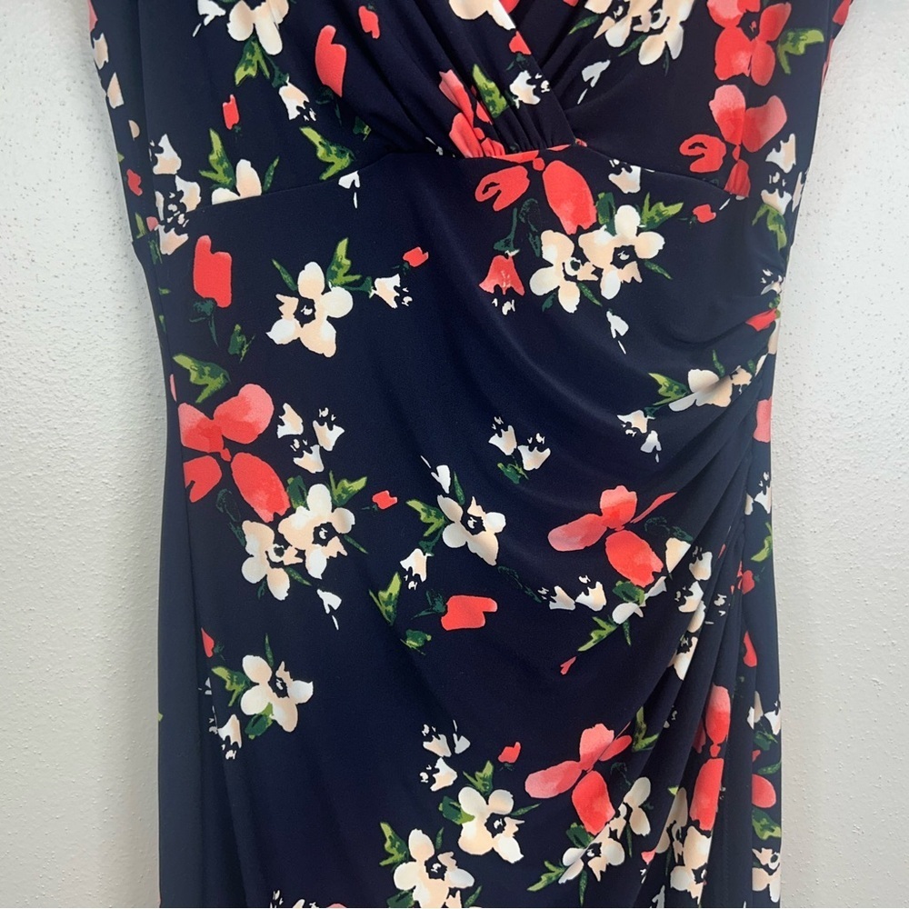 Lauren Ralph Lauren Floral Midi Dress Size 6 Wedding Guest Party Event V-neck - Picture 4 of 11